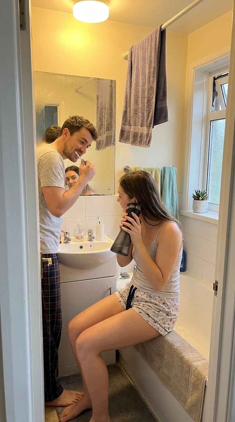 Couple routine — bathroom