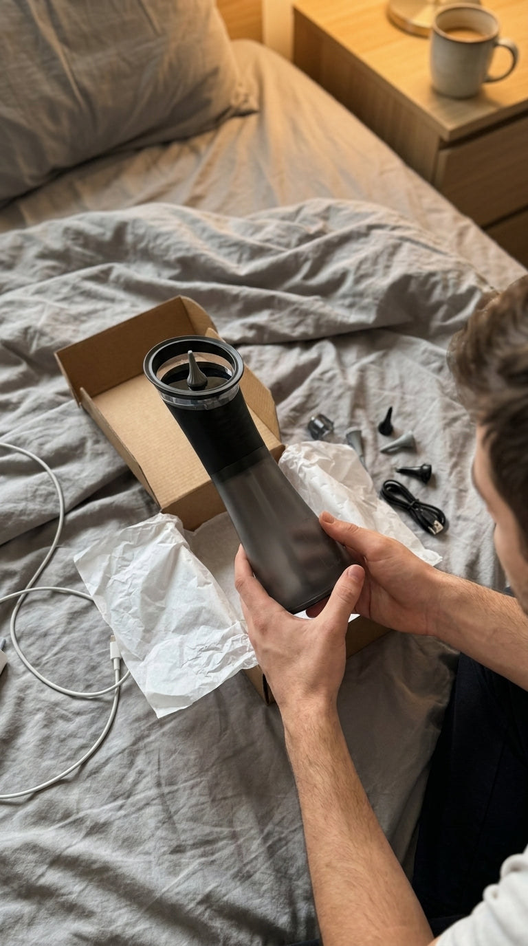 Unboxing in bed